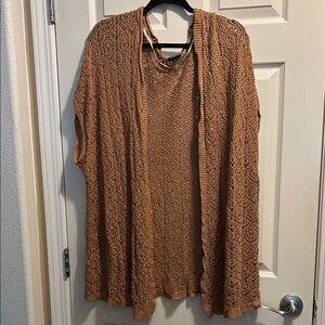 Torrid Brown Open Knit Cardigan